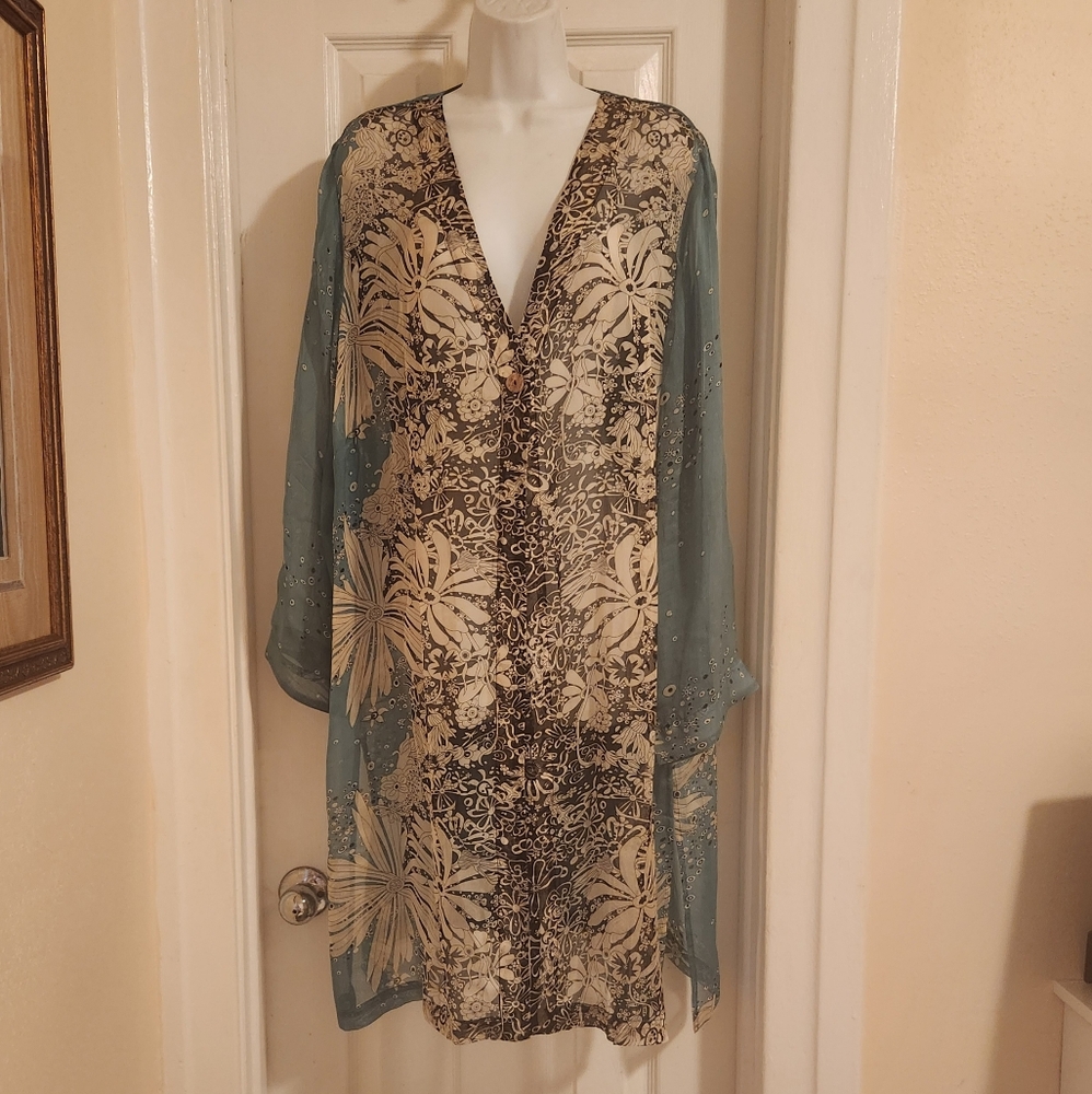 POEME BY CITRON SANTA MONICA Silk Kimono Duster 1X